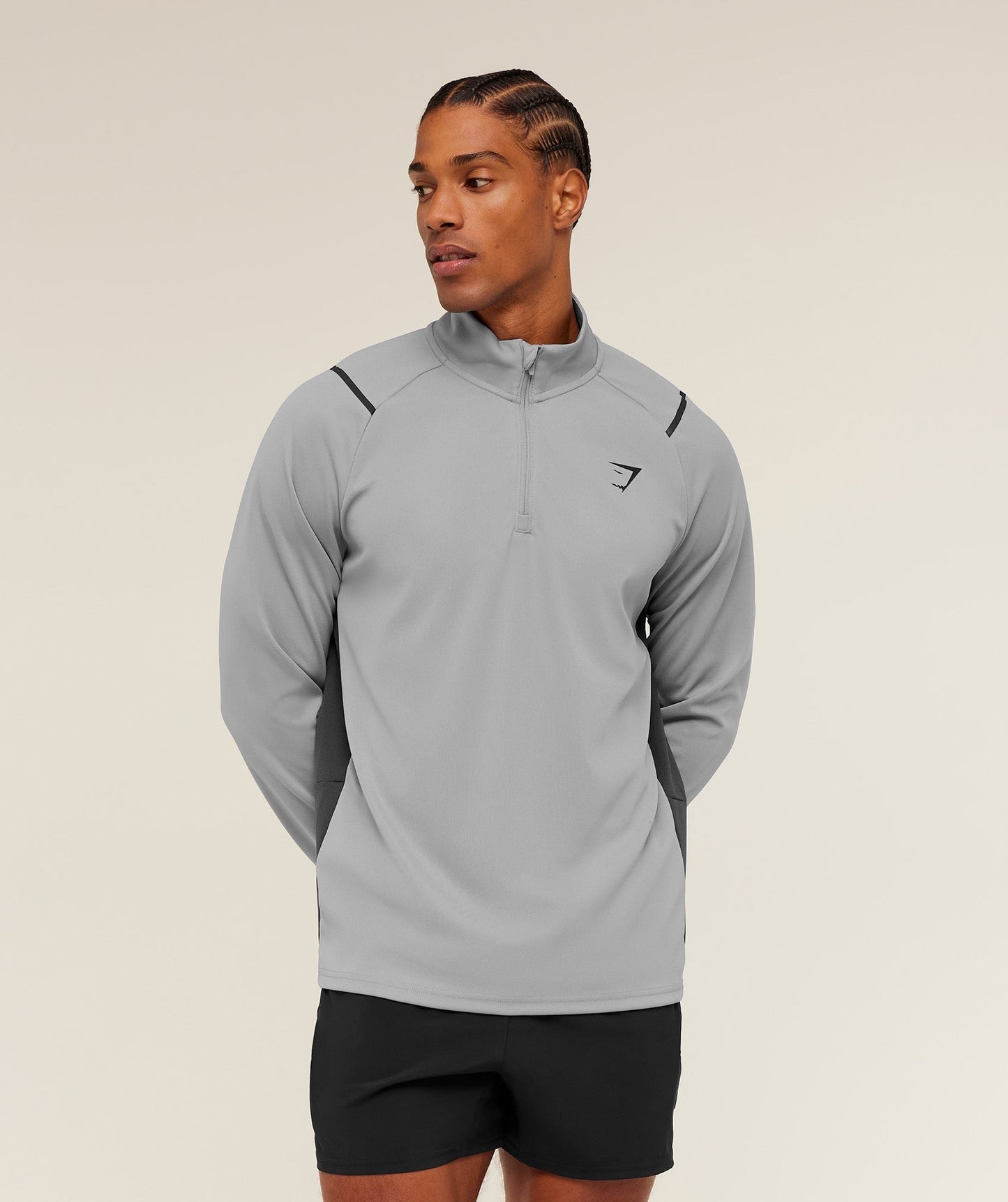 Gymshark Arrival Contrast 1/4 Zip - Smokey Grey / Grey