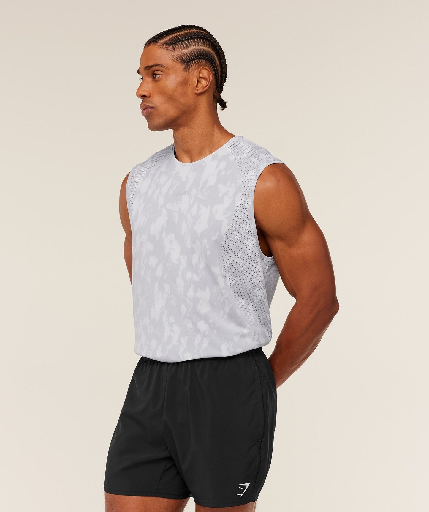 Gymshark Distance Seamless Tank - Light Grey / Light Grey / ACID WASH
