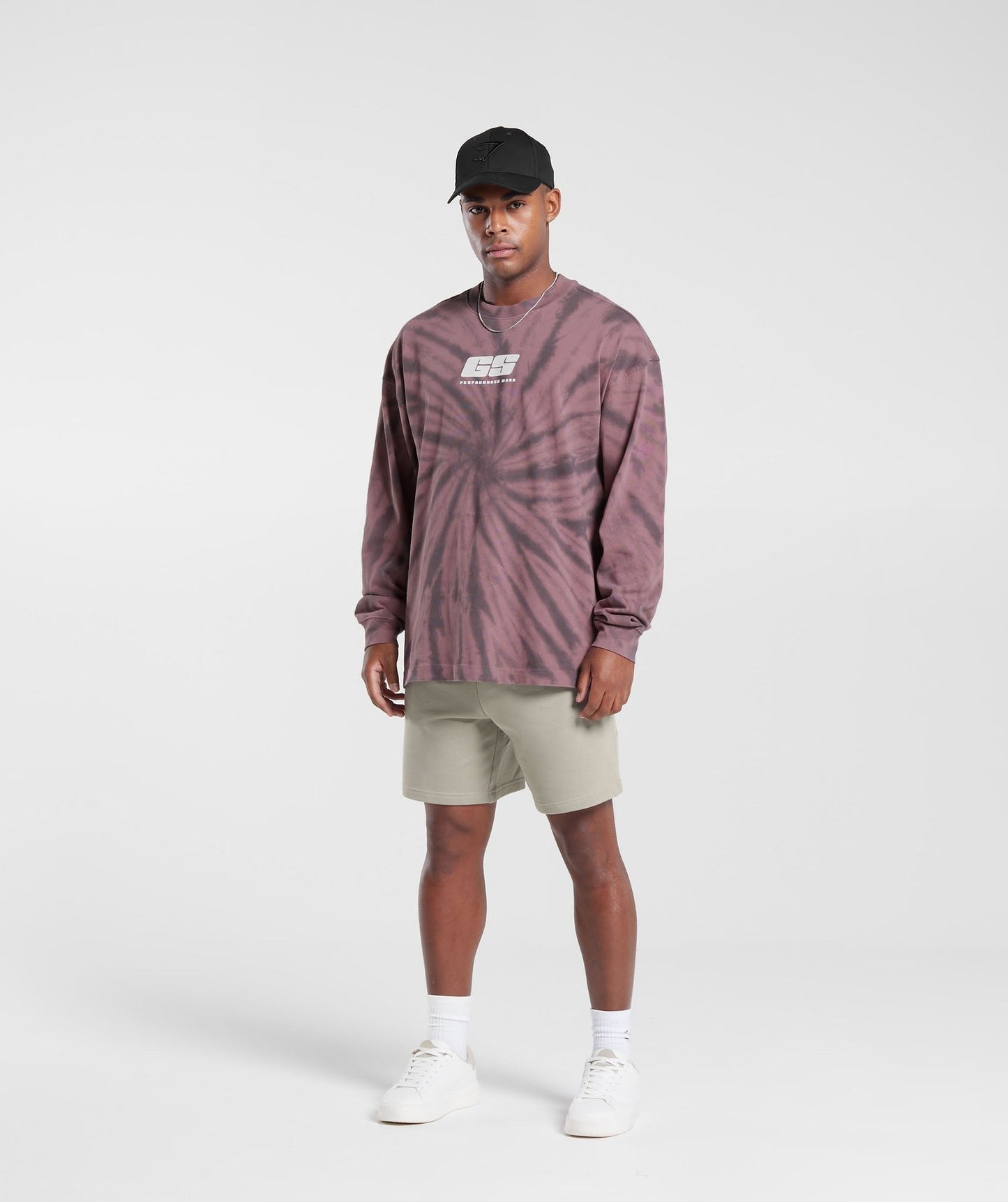 Gymshark Rest Day Long Sleeve T-Shirt - Dusty Maroon/Silhouette Grey/Spiral Optic Wash