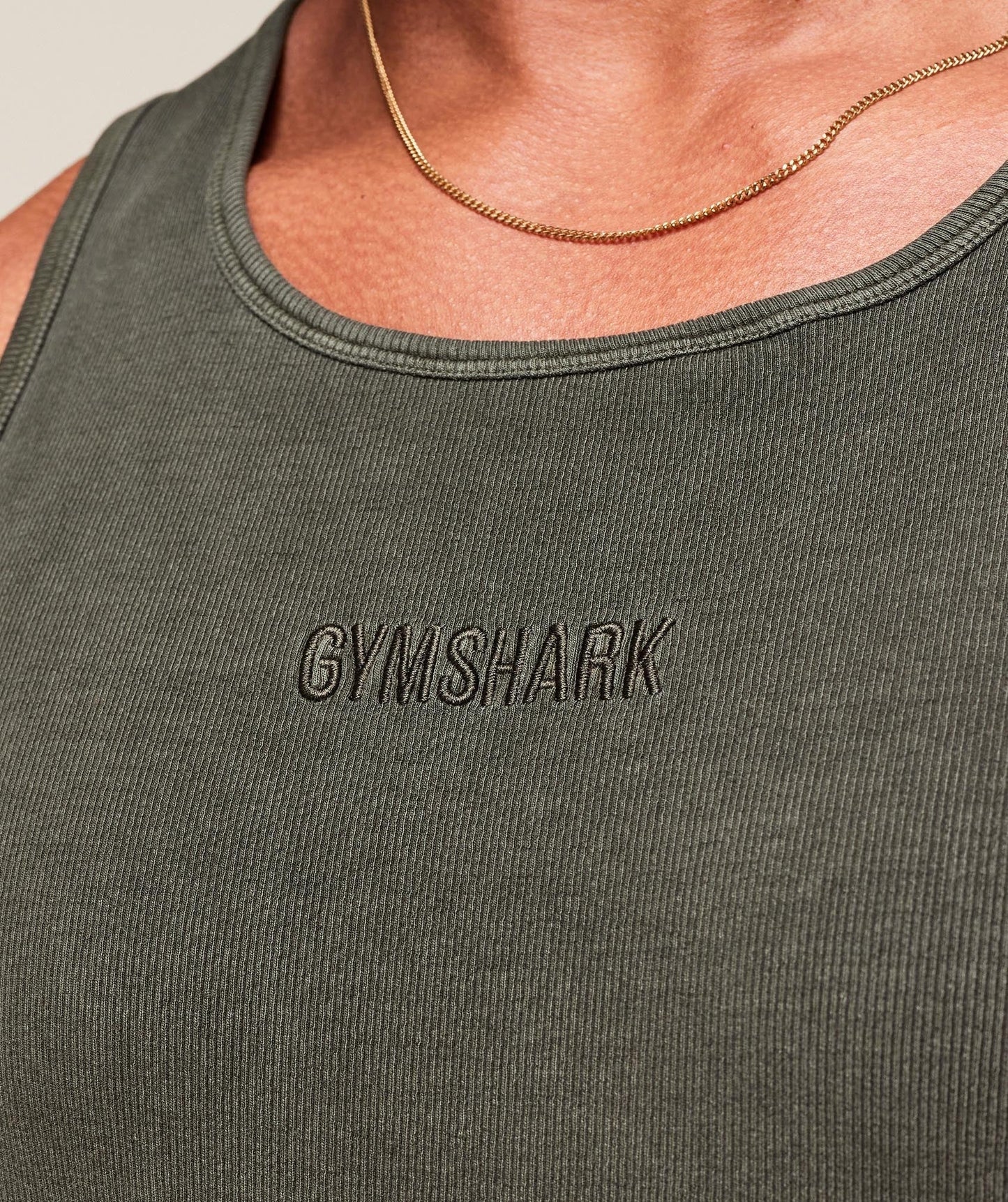 Gymshark Washed Premium Ribbed Tank - Strength Green