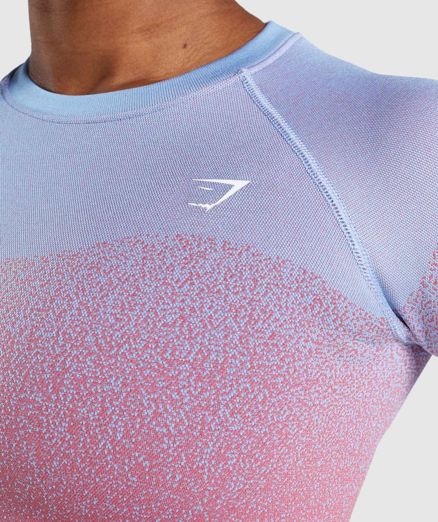 Gymshark Adapt Ombre Seamless Long Sleeve Crop Top - Rose Pink/Light Blue