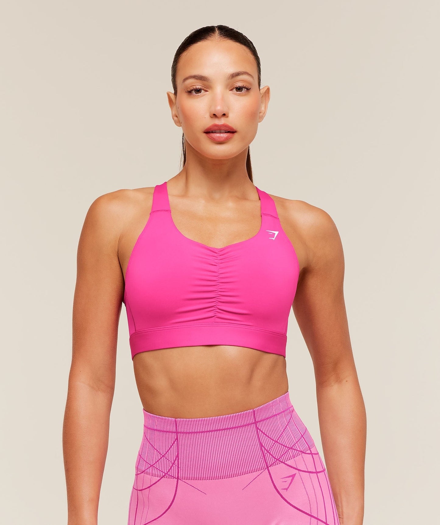 Gymshark High Support Ruched Sports Bra - Super-Set Pink