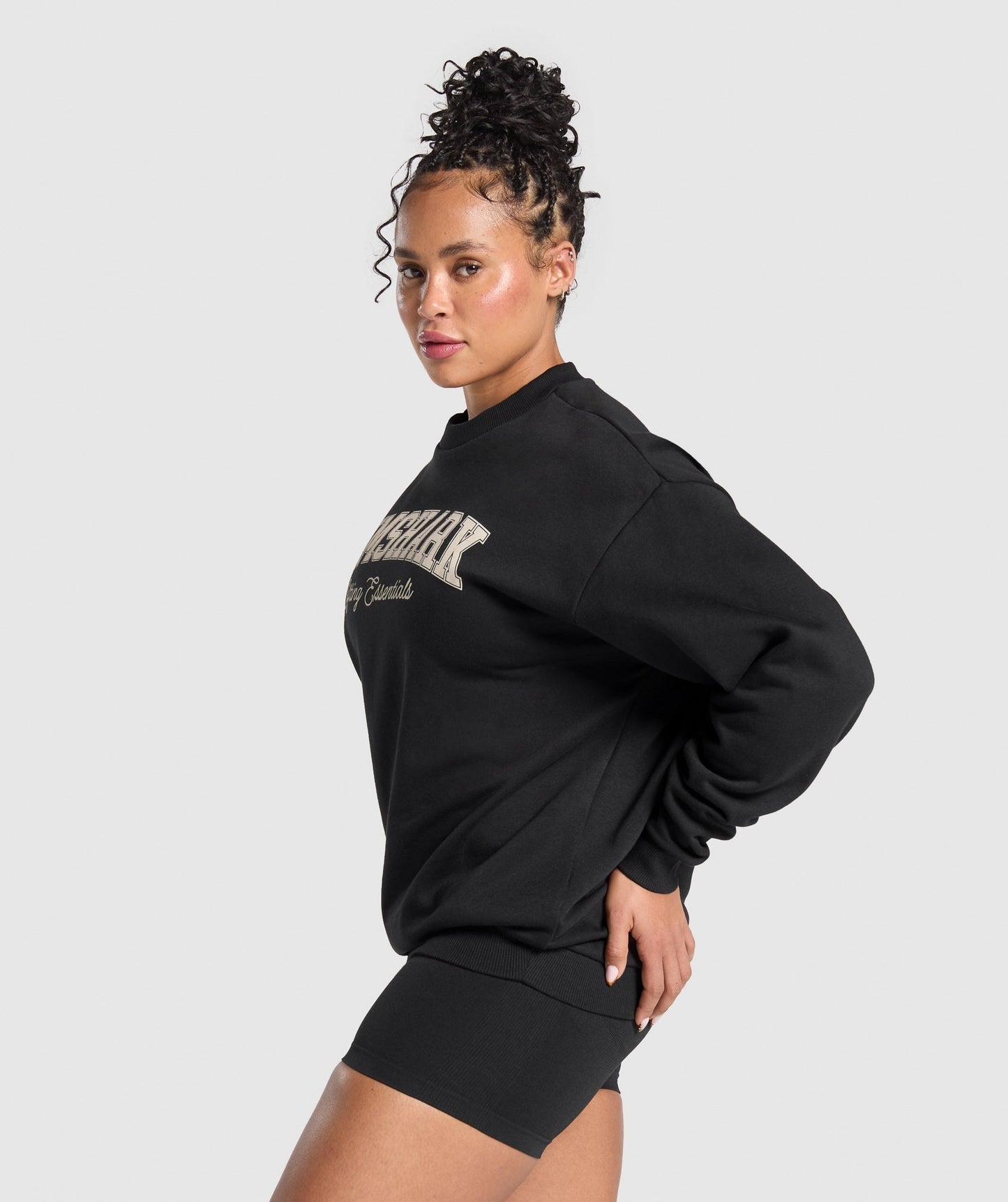 Gymshark Lifting Essentials Graphic Brushed Oversized Sweatshirt - Black