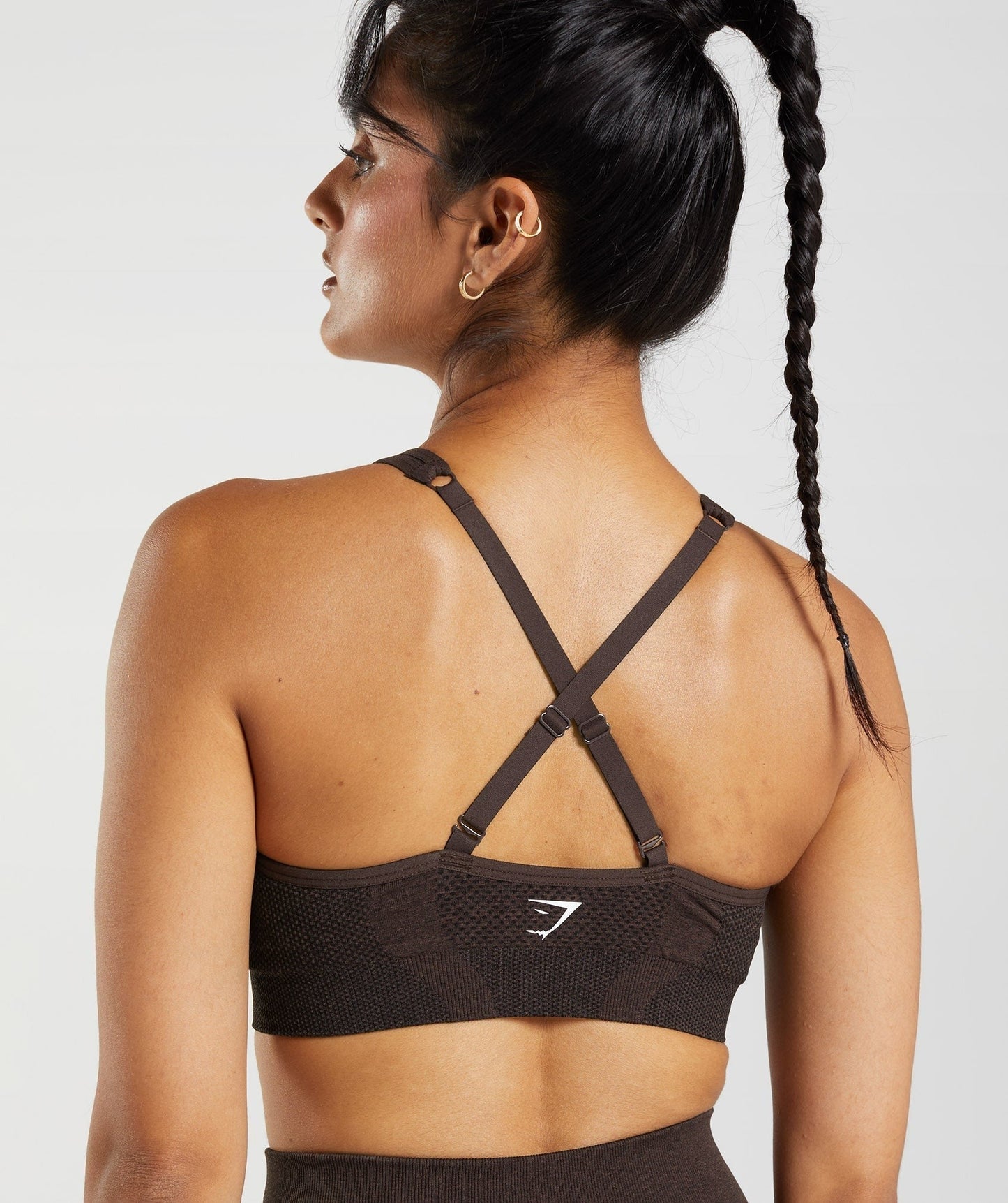 Gymshark Vital V Neck Sports Bra - Cherry Brown Marl
