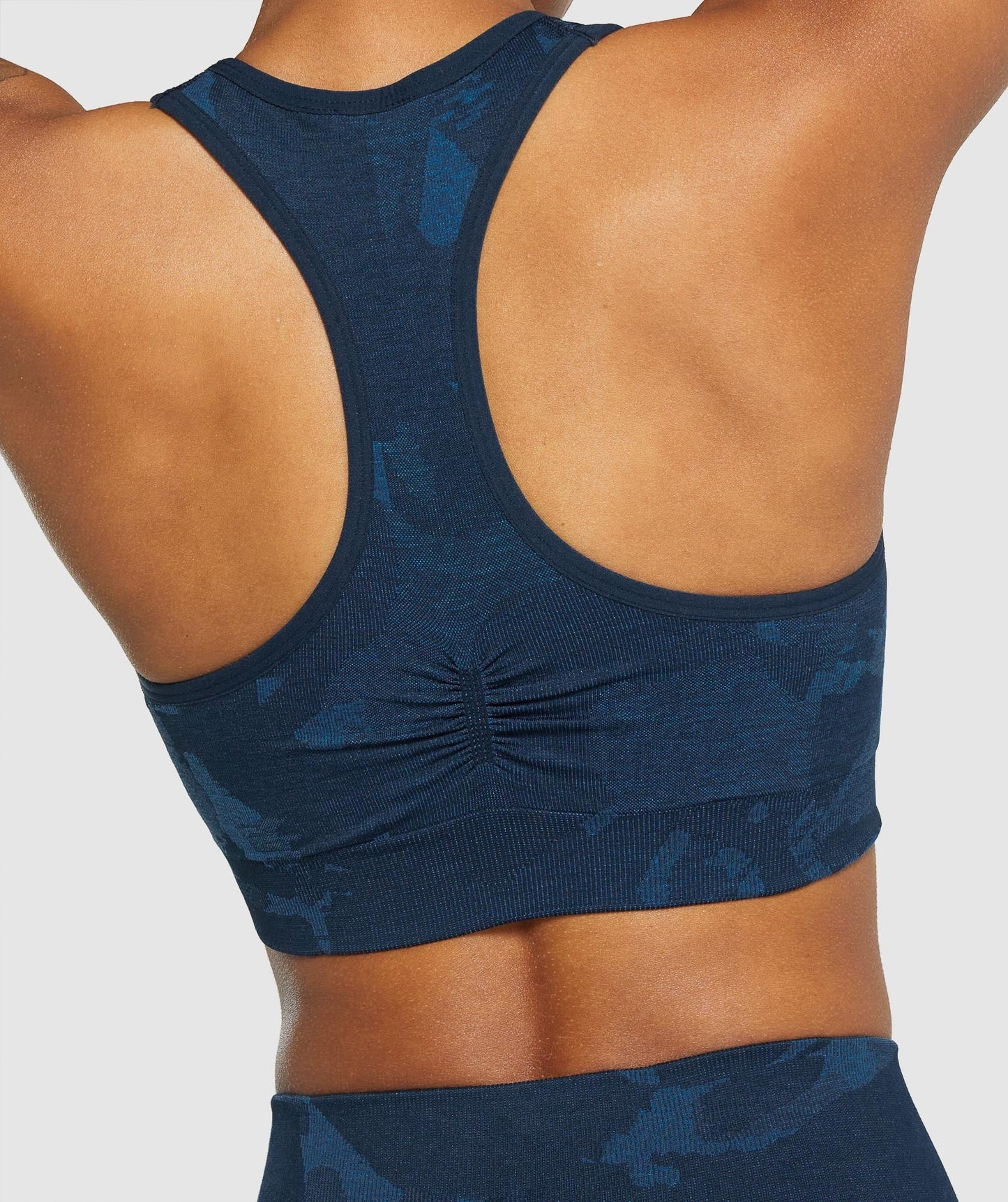Gymshark Adapt Camo Seamless Racer Back Sports Bra - Savanna | Navy