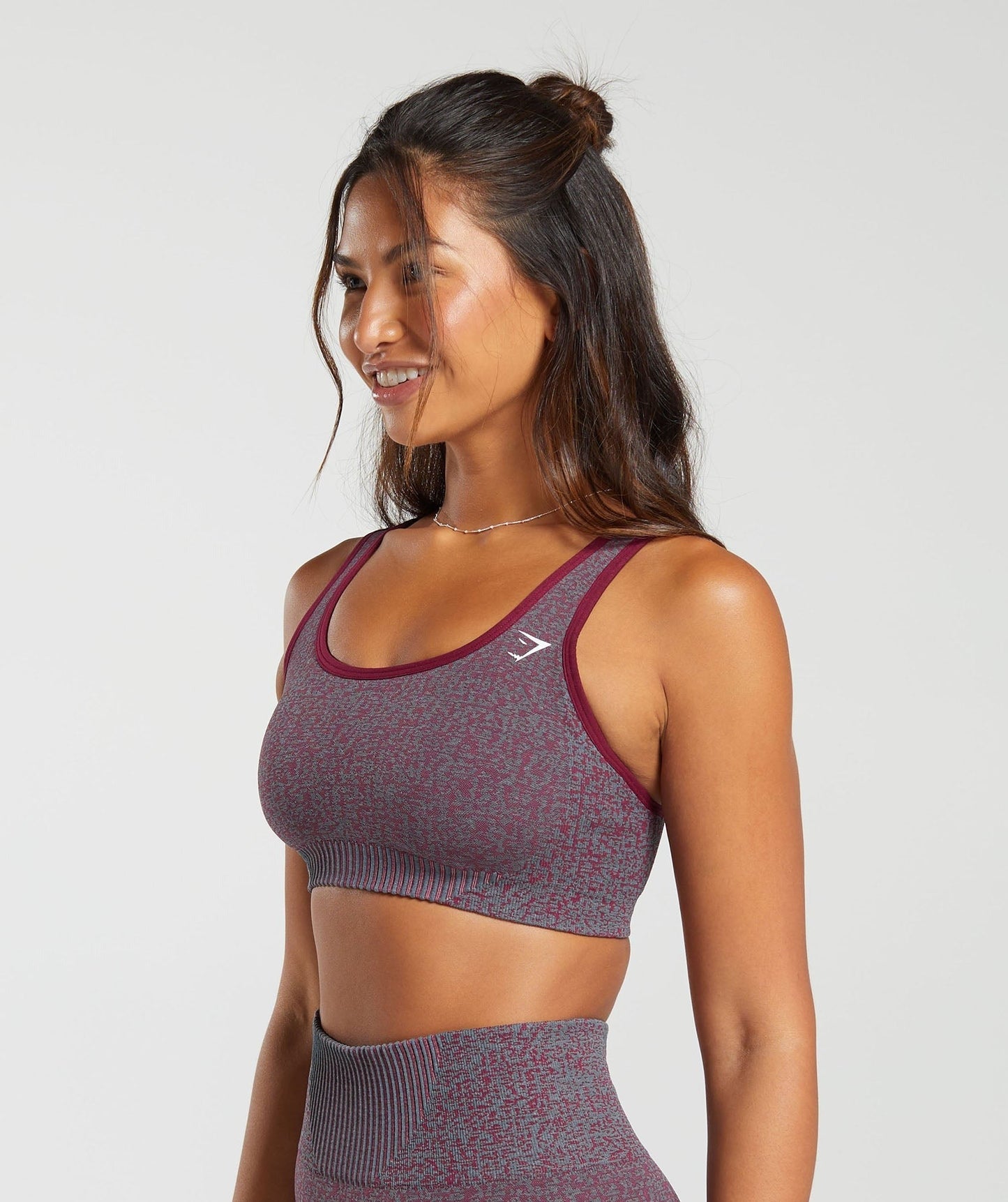 Gymshark Marl Seamless Scoop Bra - Plum Pink Marl/Dark Grey Marl/Plum Pink