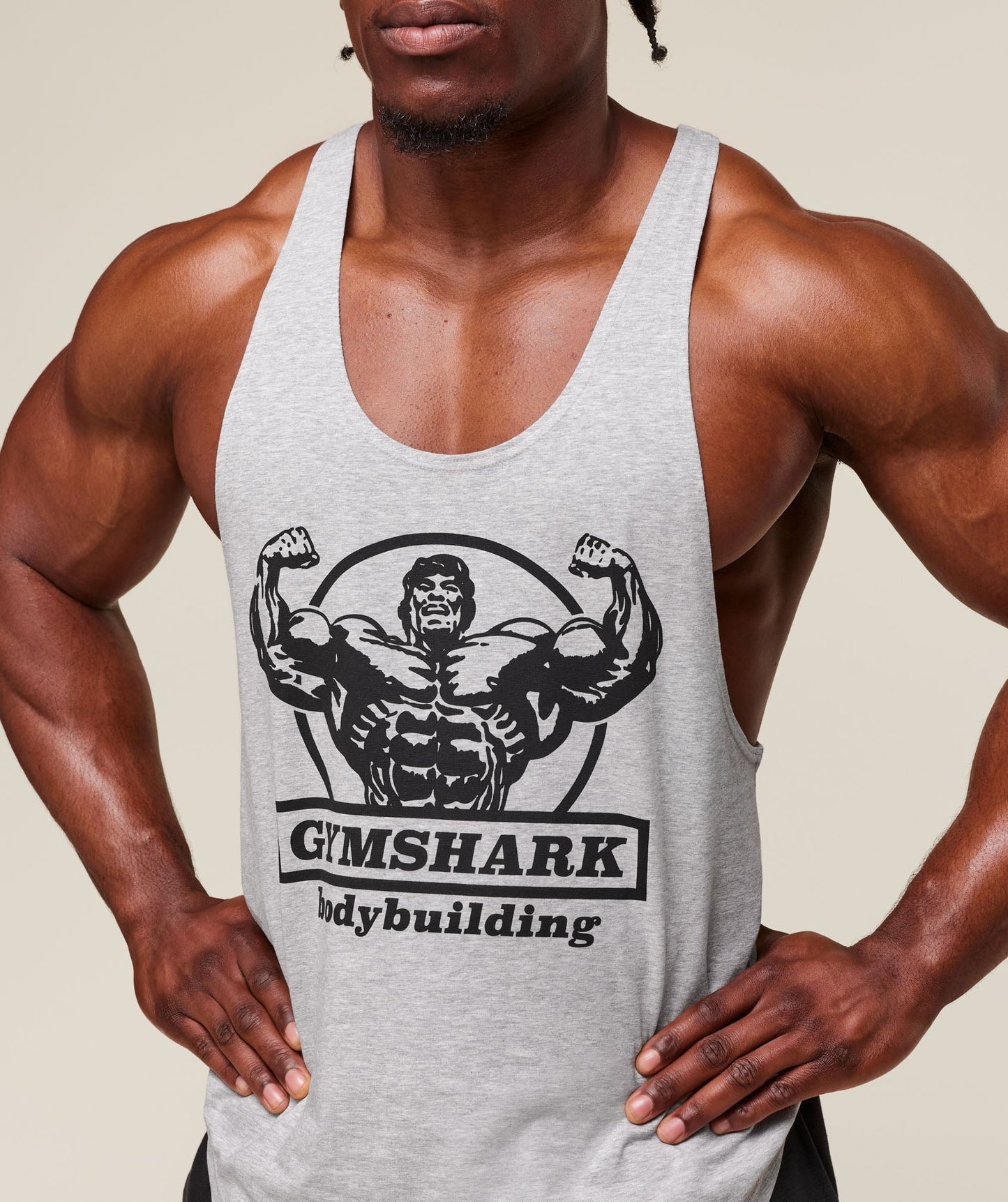 Gymshark Double Bicep Stringer - Light Grey Core Marl