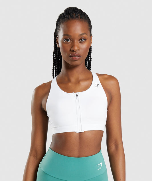 Gymshark Zip Up Sports Bra - White