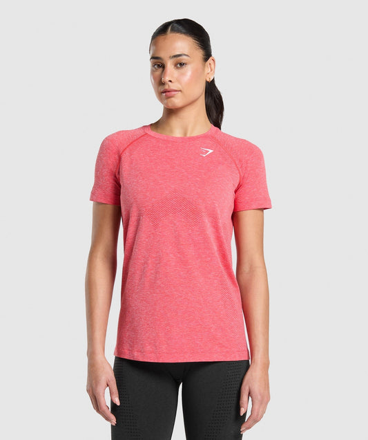 Gymshark Vital Seamless 2.0 Light T-Shirt - Coral Red/Marl