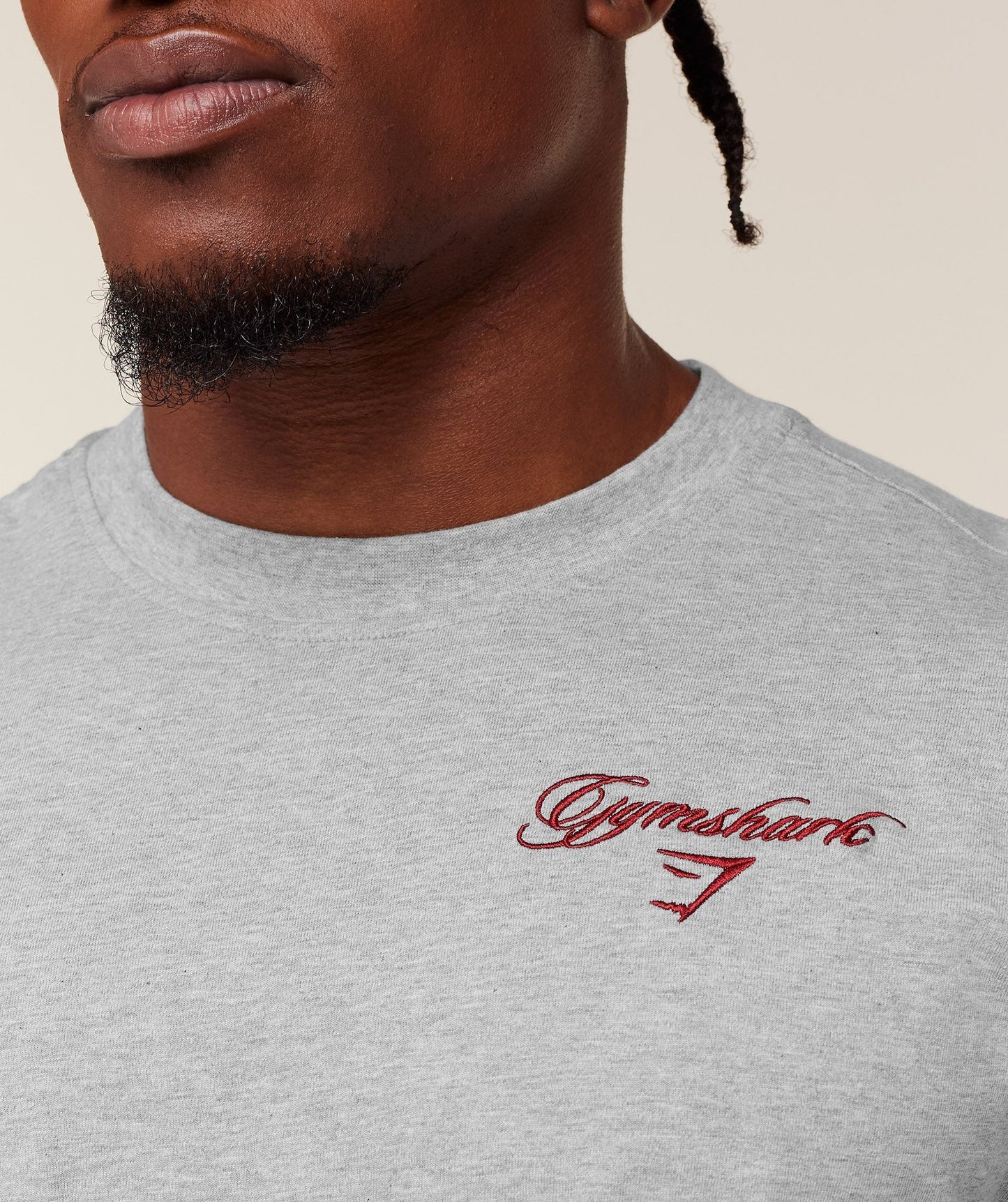 Gymshark Eagle Script Graphic T-Shirt - Light Grey Core Marl