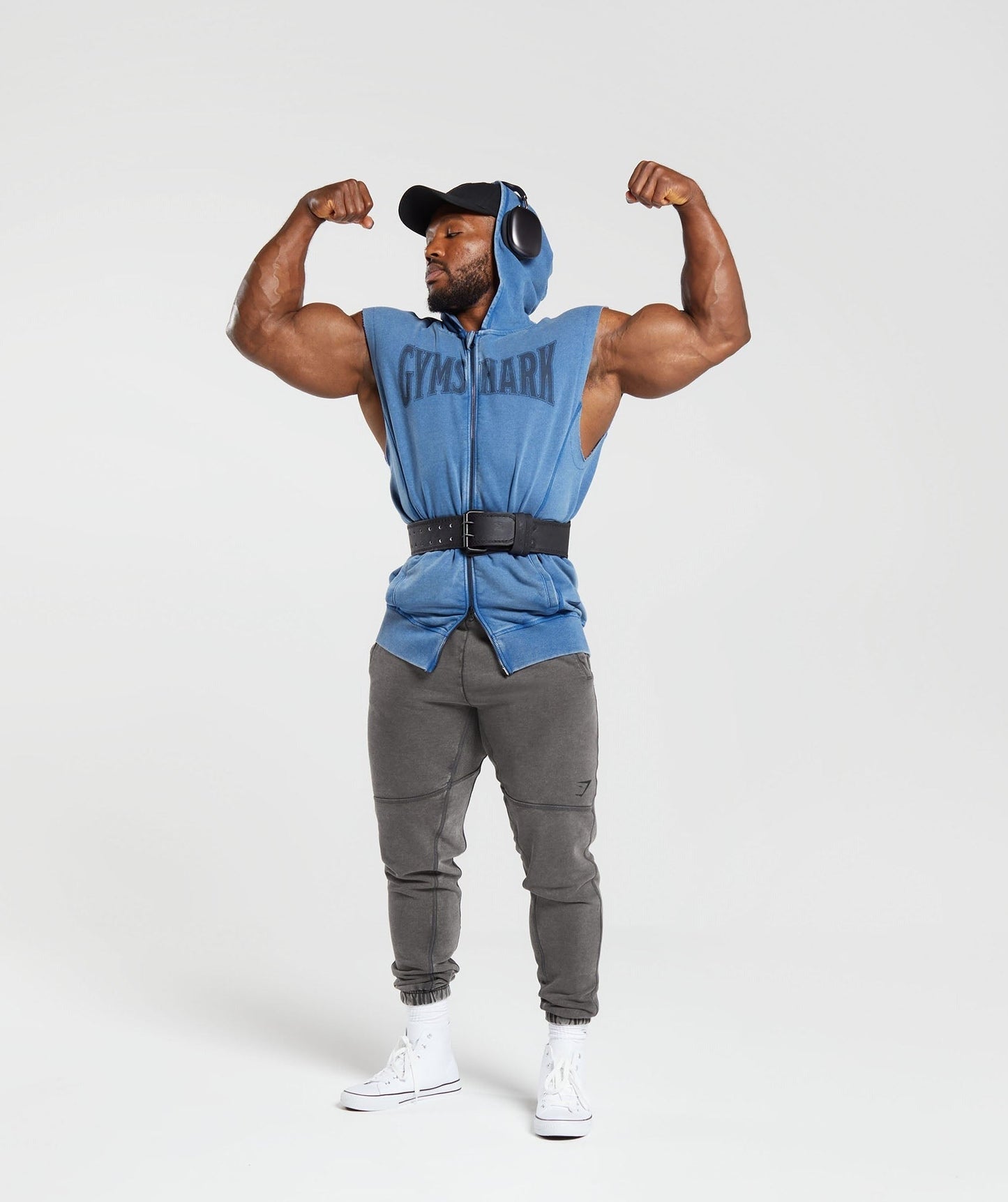 Gymshark Heritage Washed Sleeveless Zip Hoodie - Vintage Blue