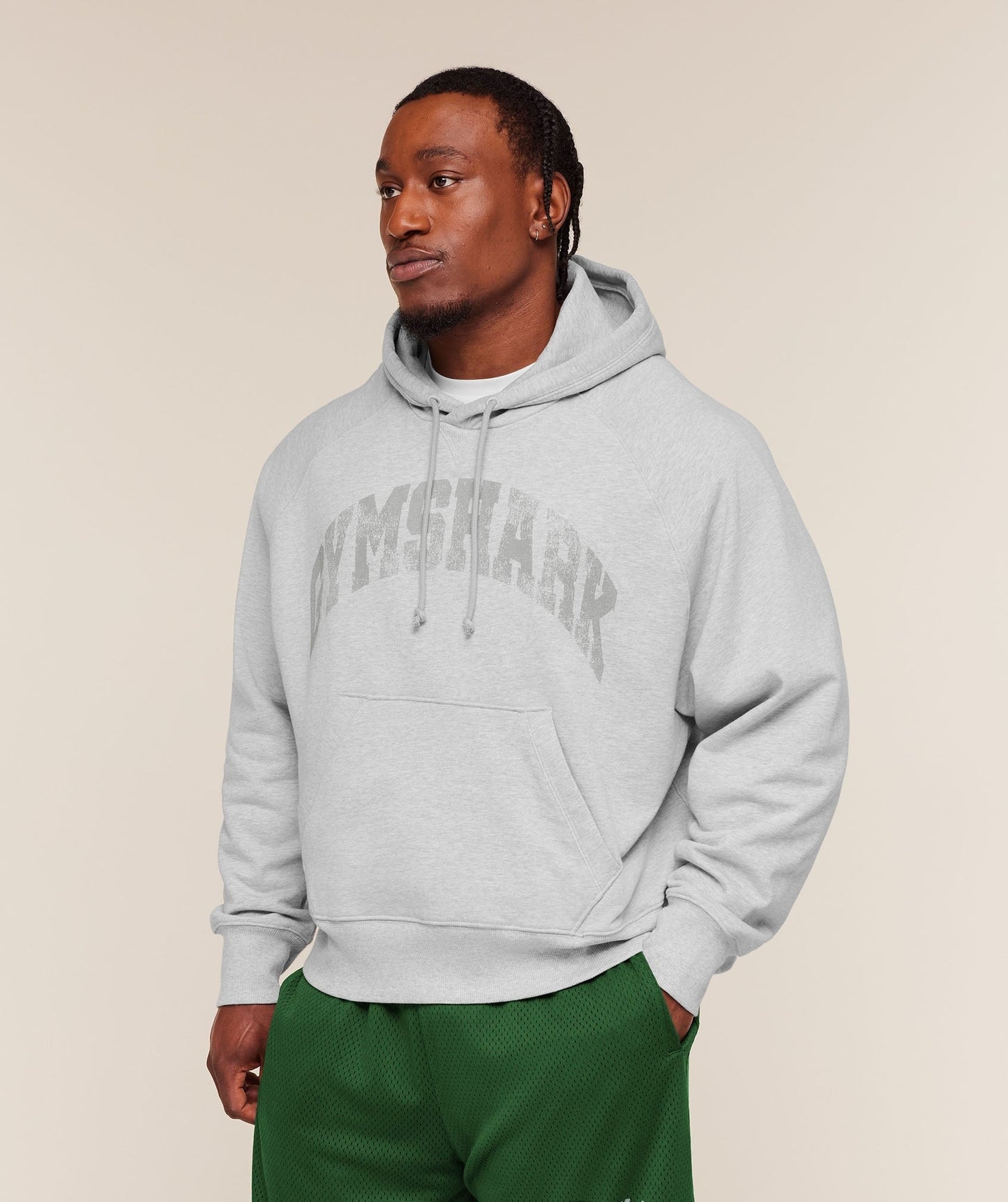 Gymshark Retro Collegiate Graphic Hoodie - Bros Soft Grey Marl