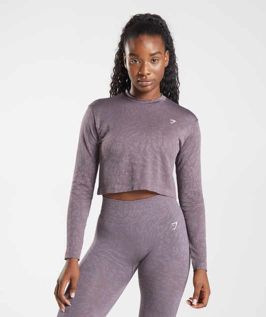 Gymshark Adapt Animal Seamless Long Sleeve Top - Wild | Musk Lilac