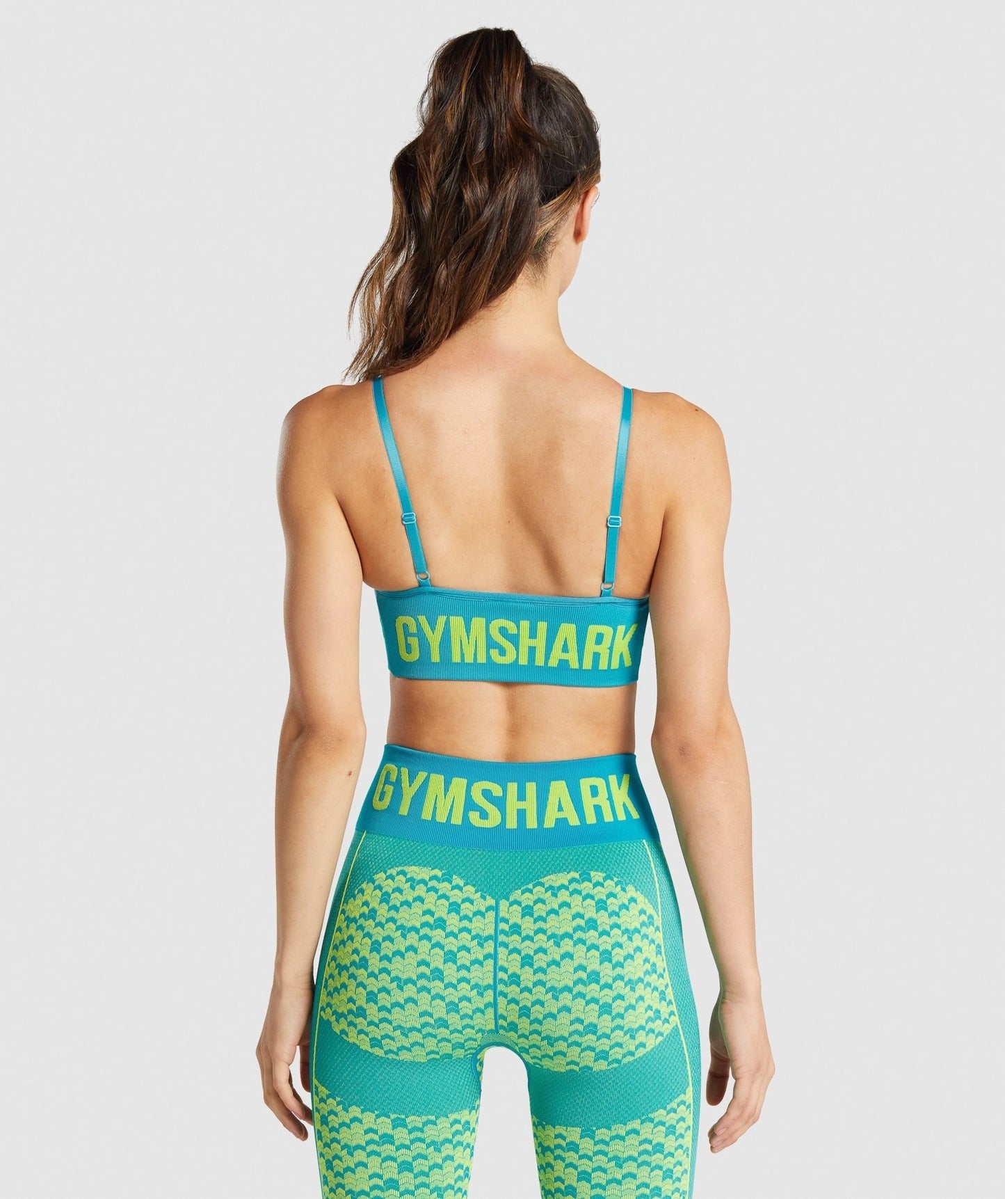 Gymshark WTFlex Seamless Strappy Sports Bra - Chevron | Blue