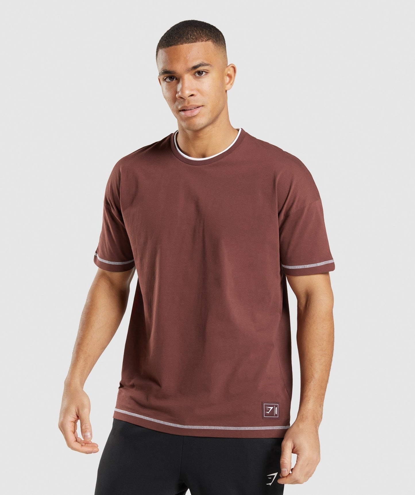 Gymshark Recess T-Shirt - Cherry Brown/White