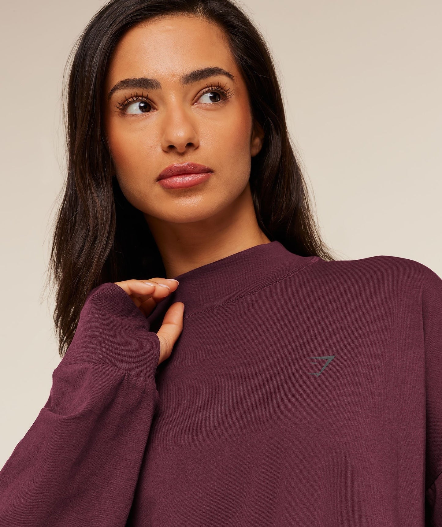 Gymshark Covered Longline Cotton Long Sleeve Top - GS Impact Burgundy
