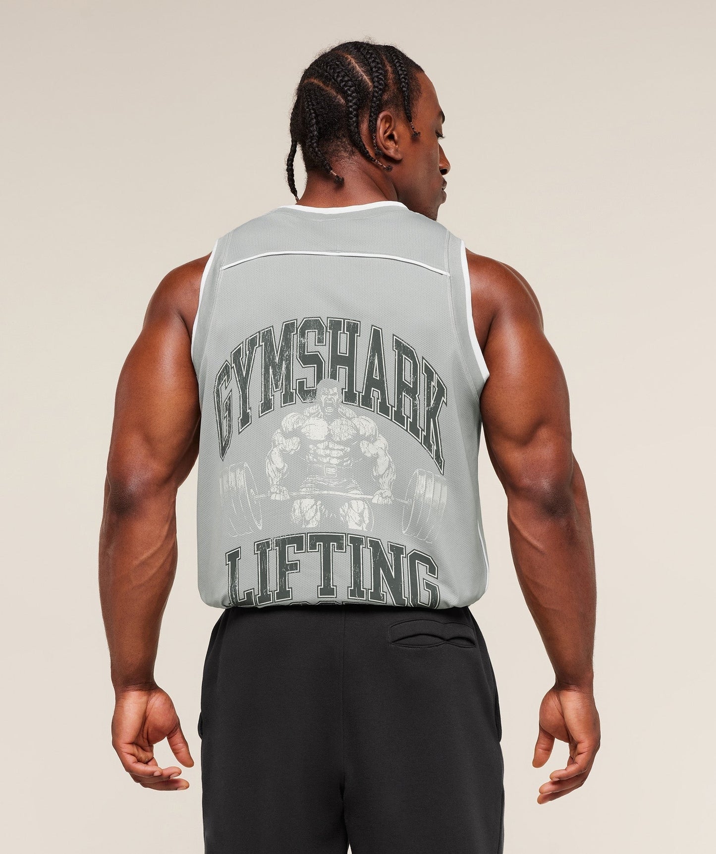 Gymshark Graphic Basketball Mesh Tank - Silver Grey