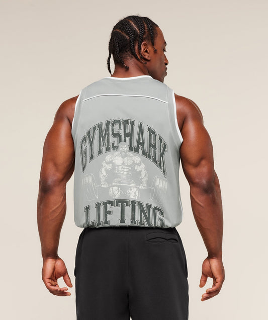 Gymshark Graphic Basketball Mesh Tank - Silver Grey