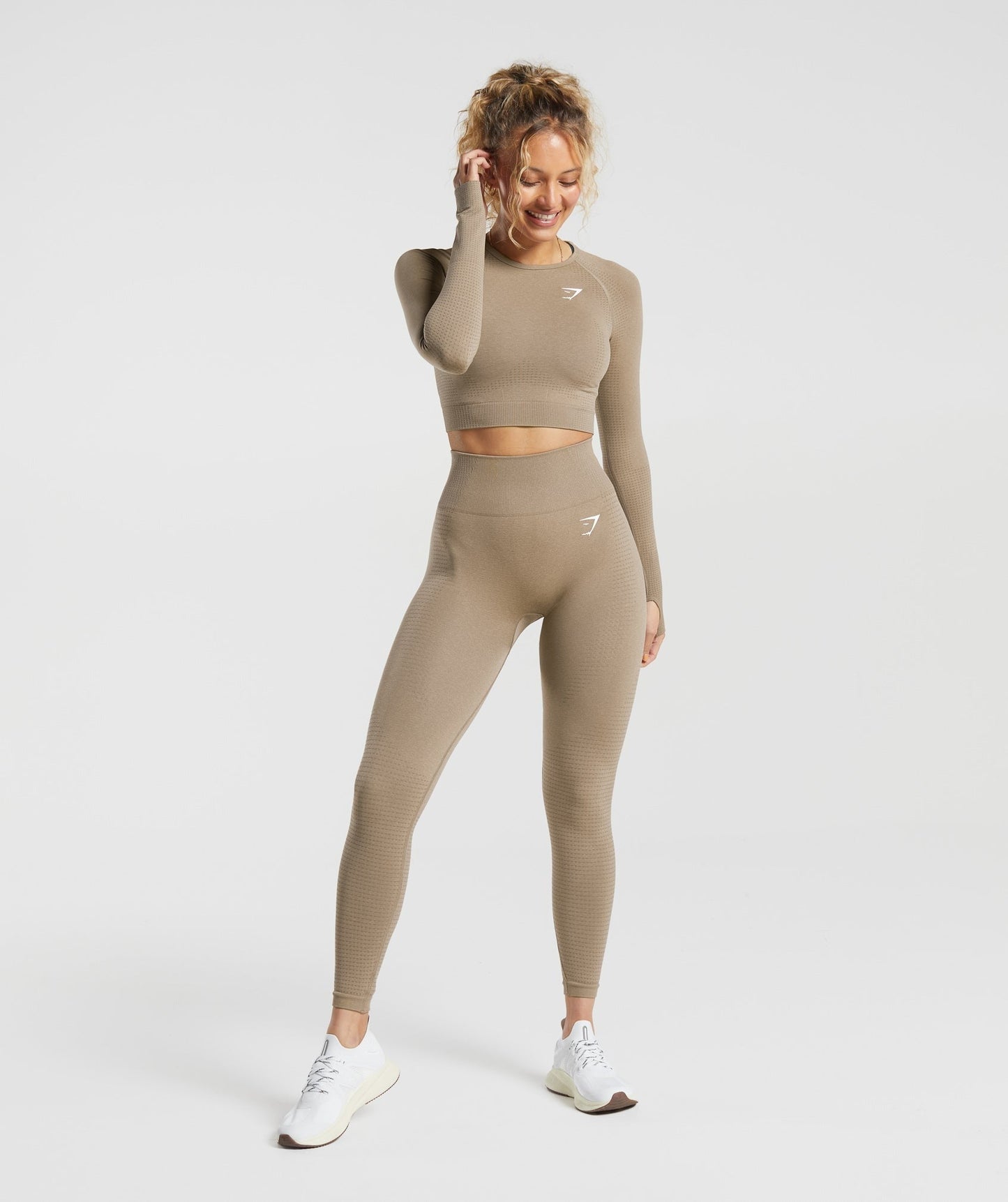 Gymshark Vital Crop Top - Vanilla Brown Marl