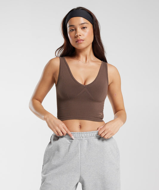 Gymshark Rest Day Seamless Midi Tank - Oak Brown