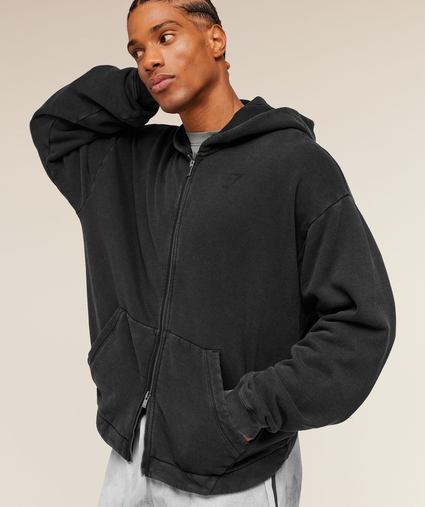 Gymshark Conditioning Club Washed Zip Through Hoodie - Black/Wash