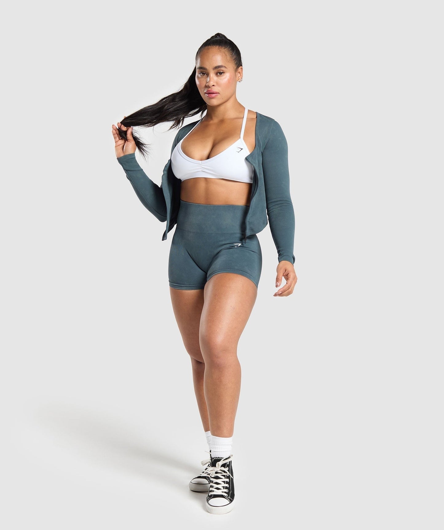 Gymshark Gains Seamless Zip Up - Titanium Blue