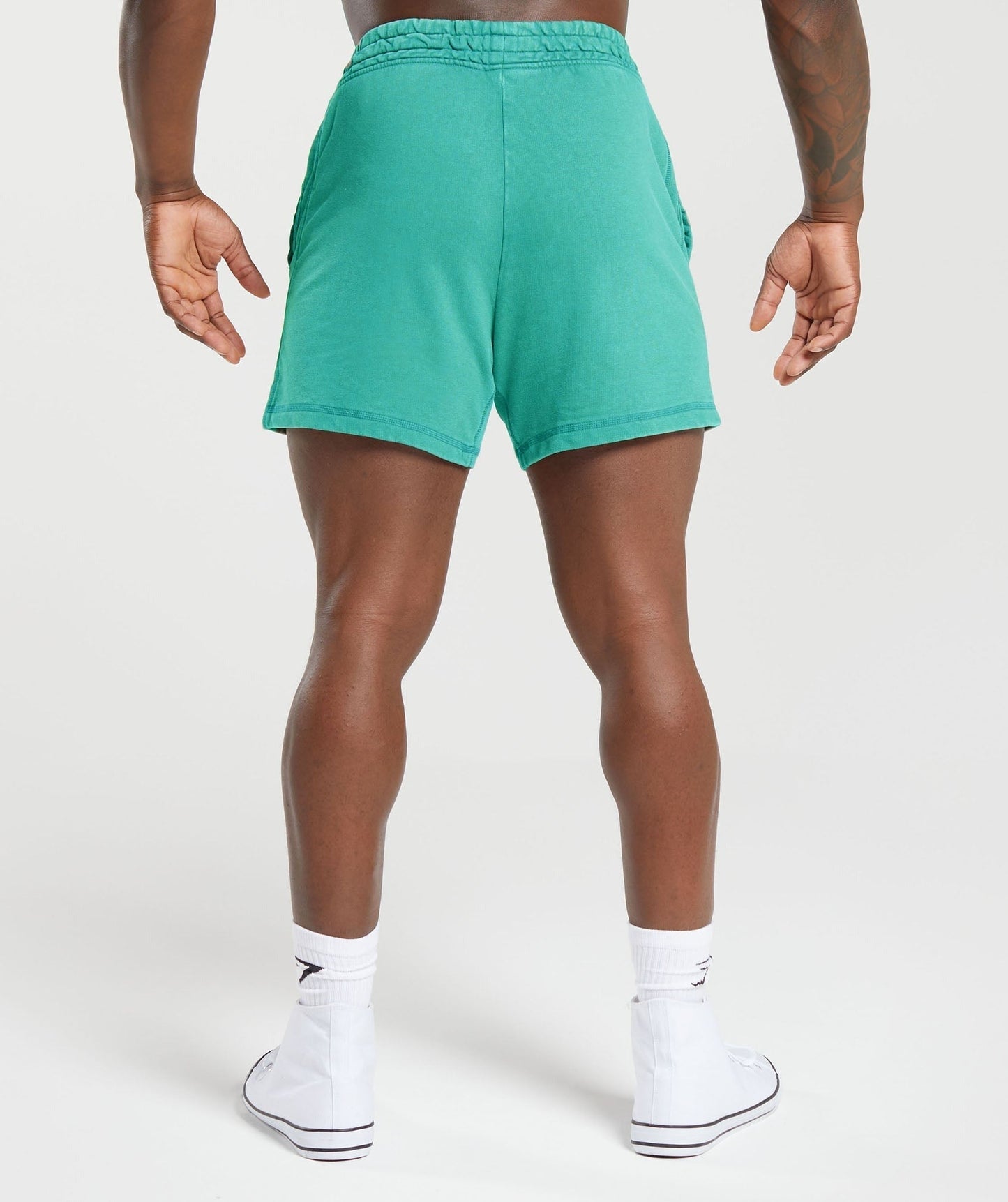 Gymshark Heritage 5" Shorts - Capri Blue/Acid Wash Small Ball