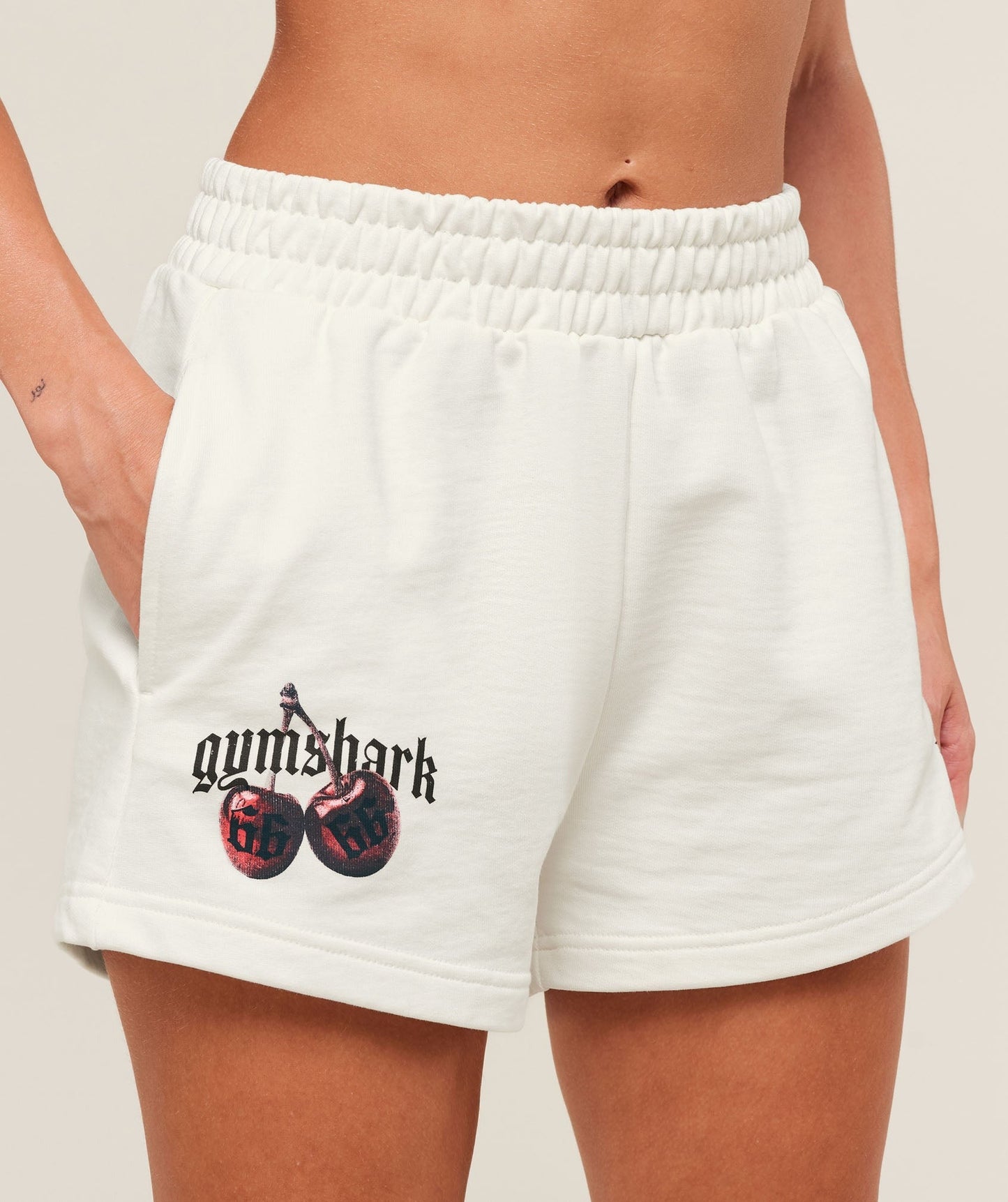 Gymshark Cherry Graphic Shorts - Soft White