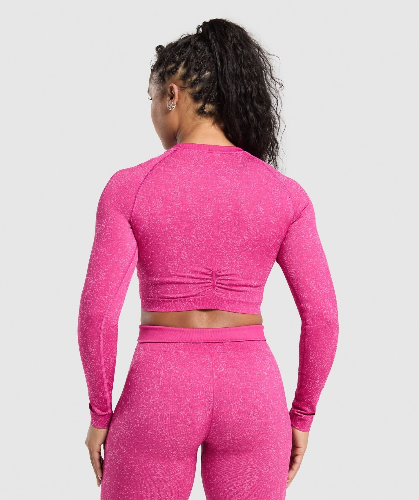 Gymshark Adapt Fleck Seamless Long Sleeve Crop Top - Winning Pink/Sour Pink