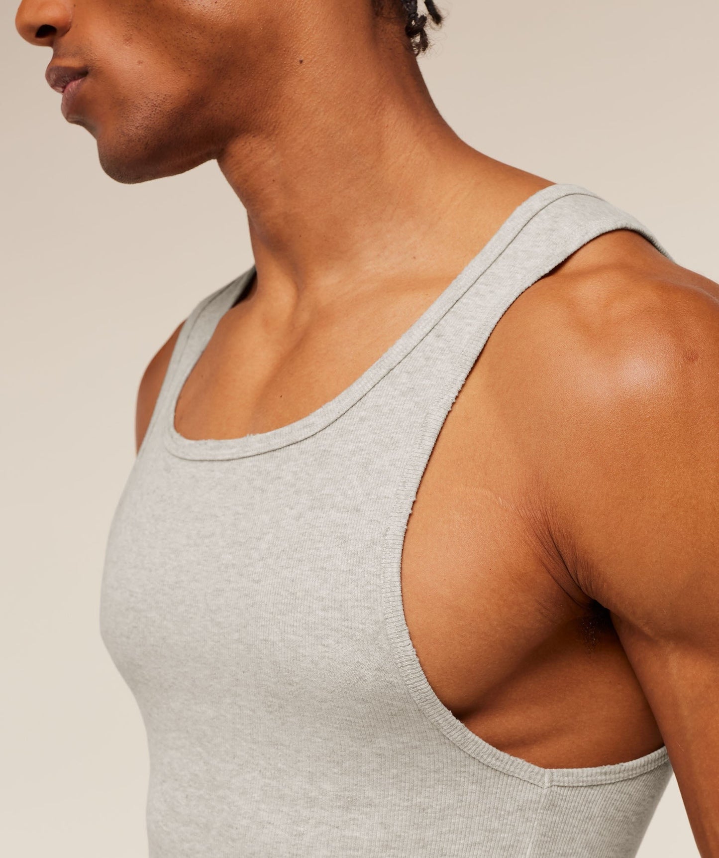 Gymshark x CBUM Ribbed Tank - Bros Stone Grey Marl