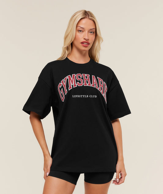Gymshark Collegiate Graphic T-Shirt - Black