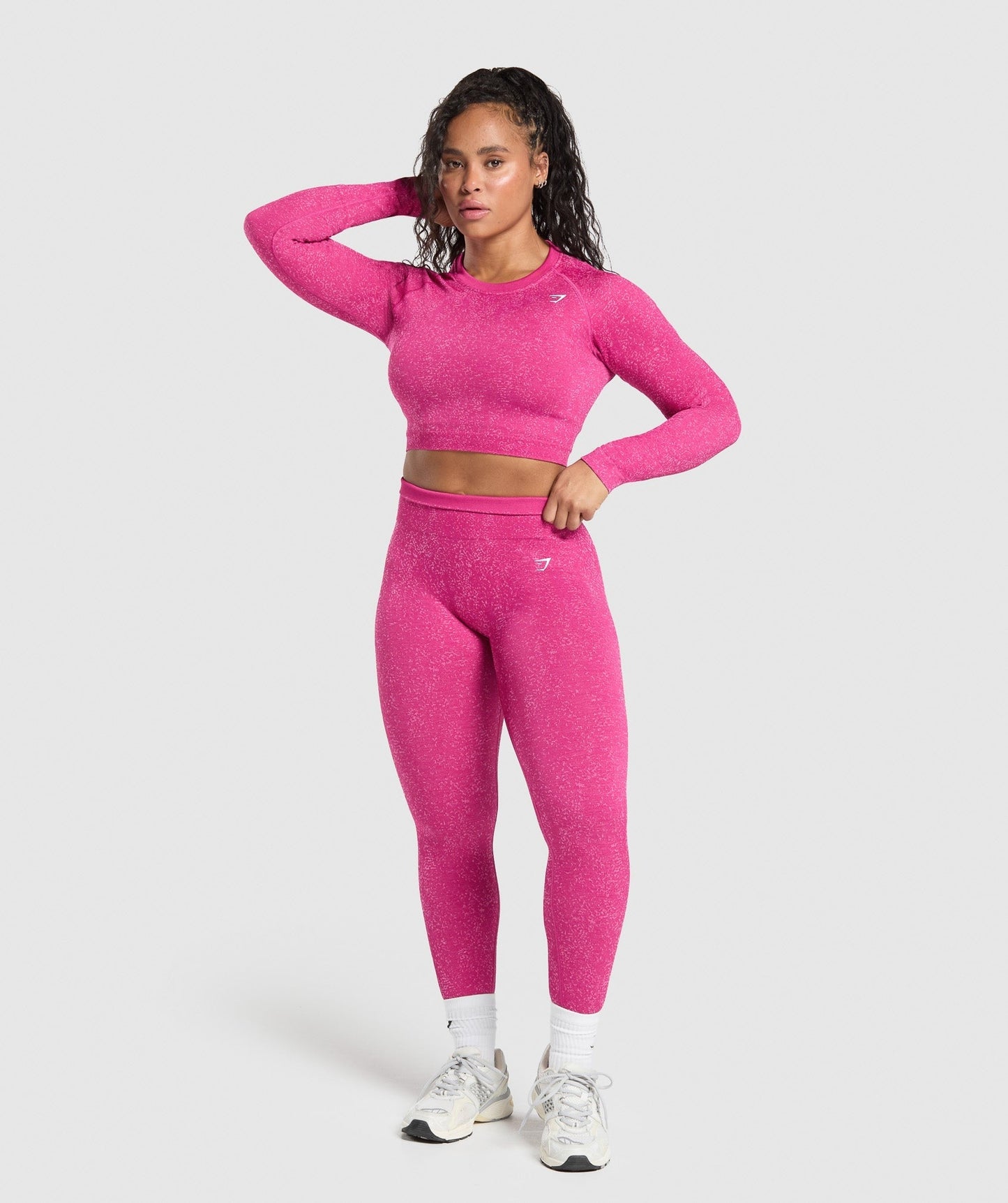 Gymshark Adapt Fleck Seamless Long Sleeve Crop Top - Winning Pink/Sour Pink