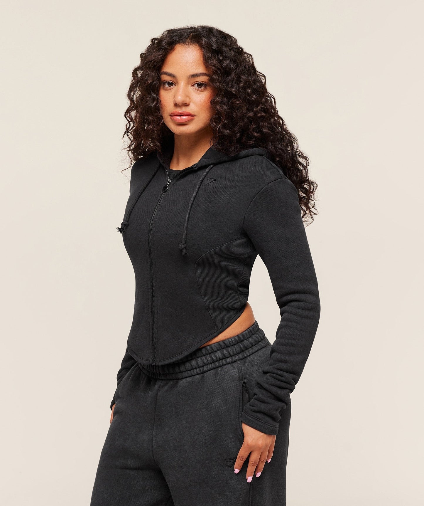 Gymshark x Analis Zip Up Hoodie - Black/Wash