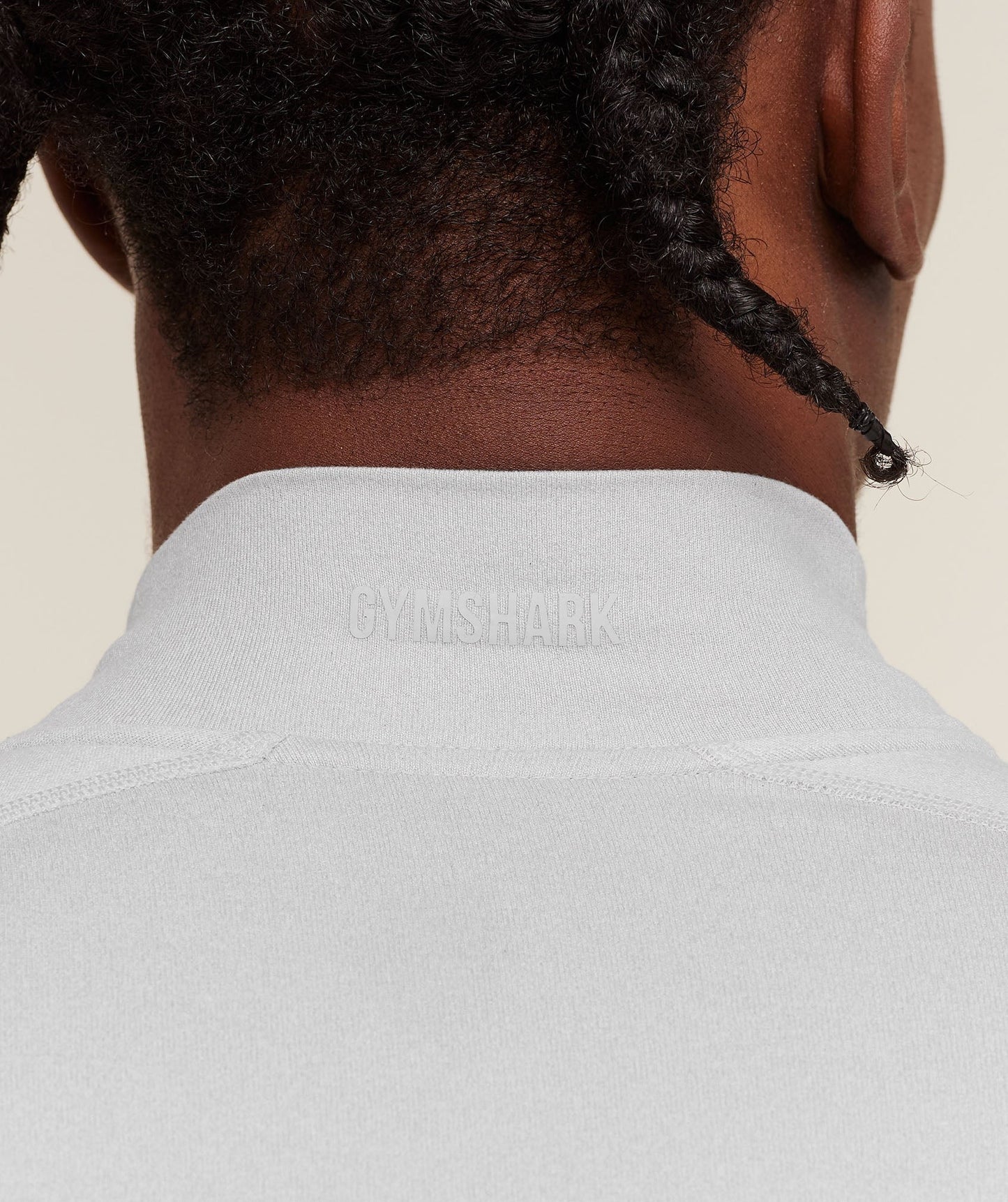 Gymshark Element Baselayer Mock Neck Long Sleeve T-Shirt - White/Metal Grey Marl