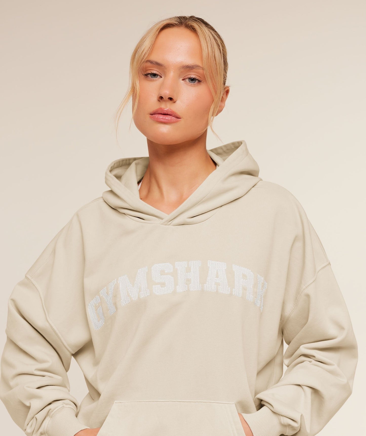 Gymshark Chainstitch Graphic Hoodie - Pebble Grey/Wash