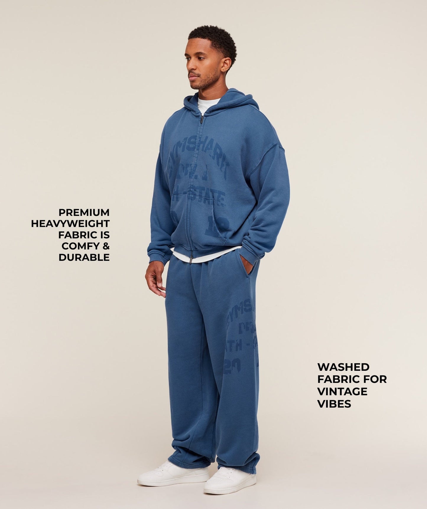 Gymshark Collegiate Washed Wide Leg Jogger - Compound Blue