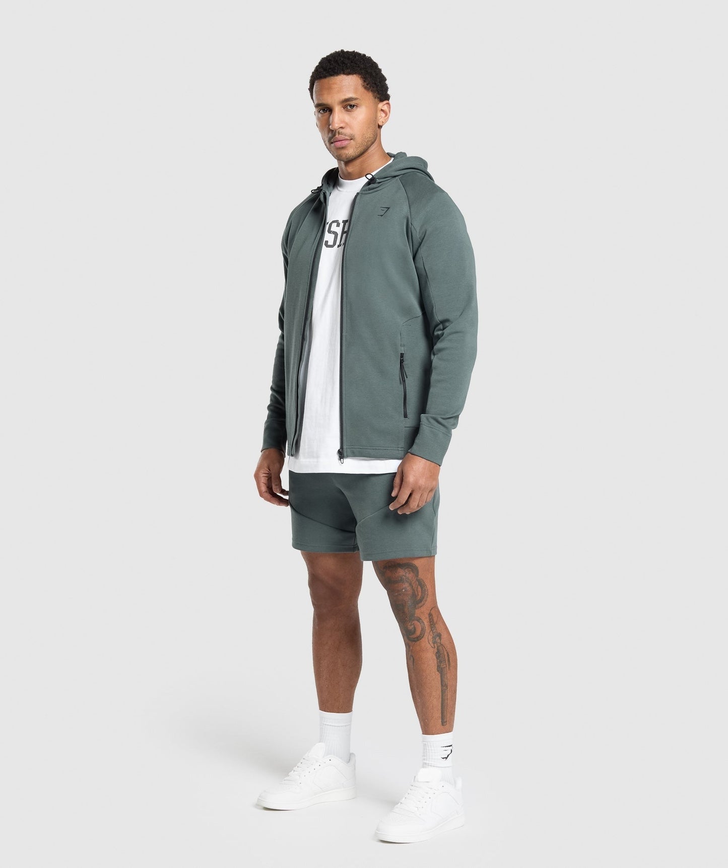 Gymshark Interlock Tech Zip Up Hoodie - Slate Teal