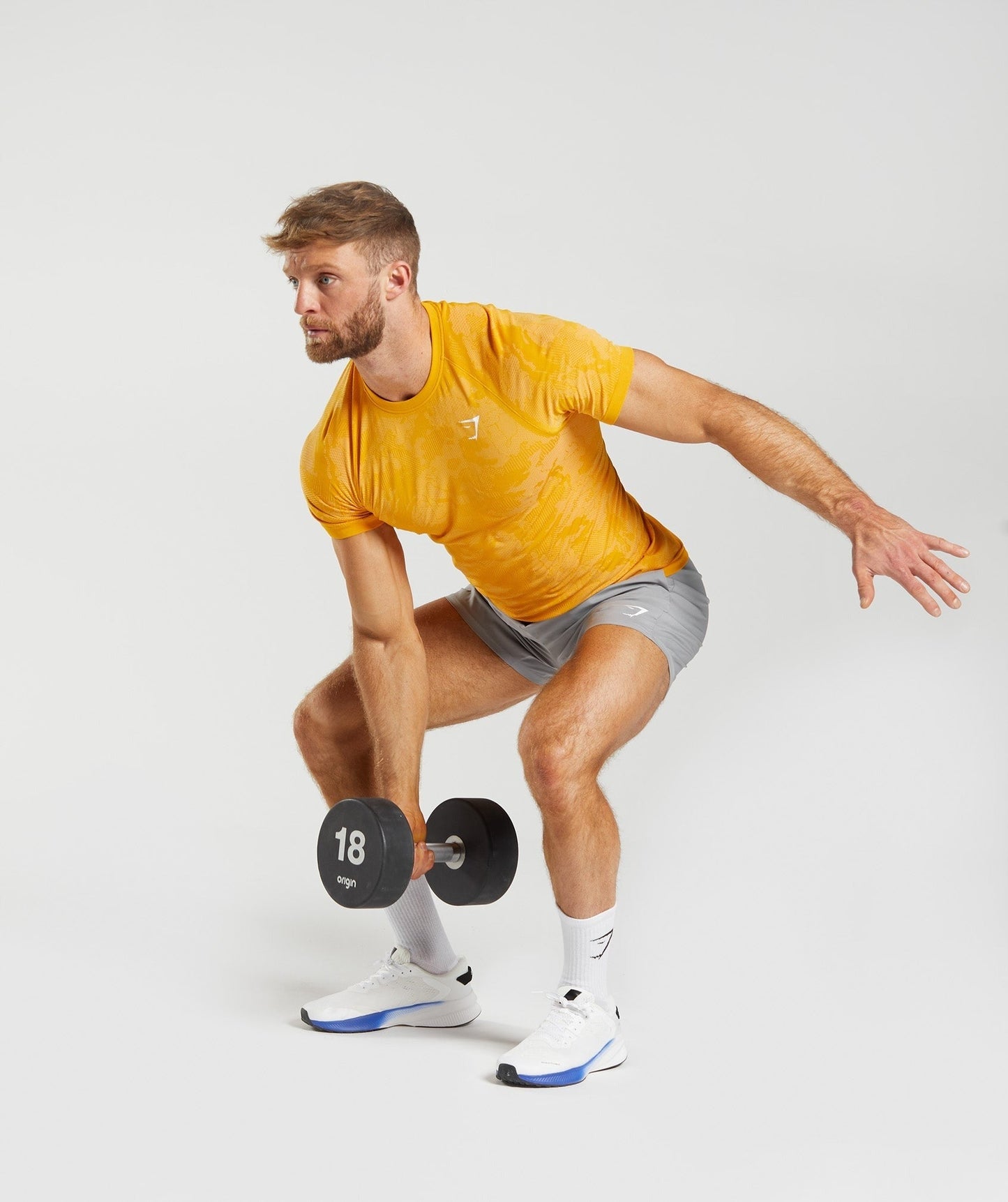 Gymshark Geo Seamless T-Shirt - Sunny Yellow/White