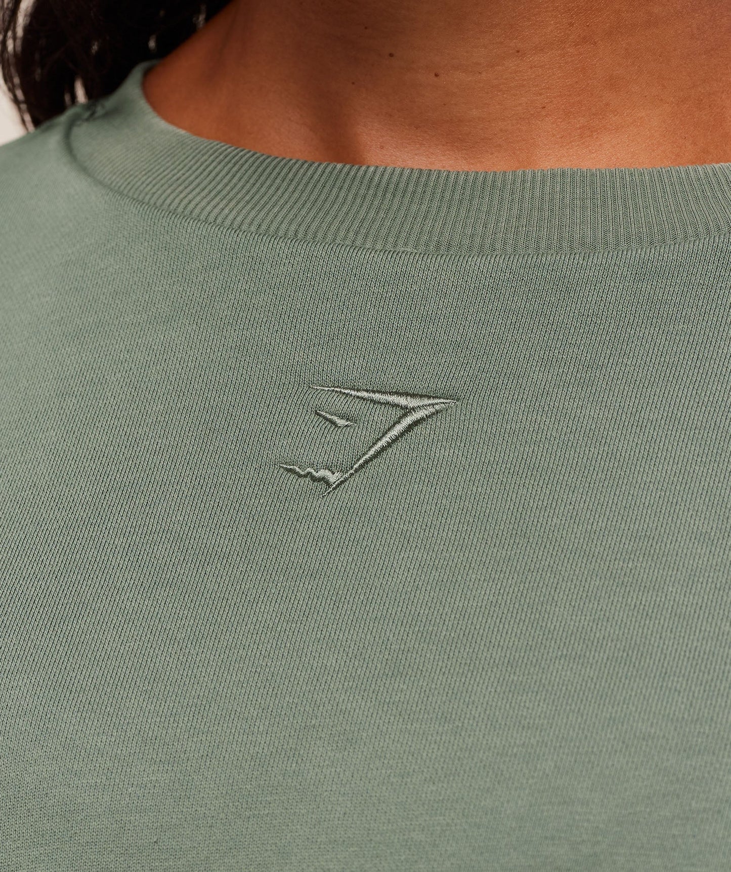 Gymshark Power Washed Sweat Top - Unit Green/Acid Wash Small Ball