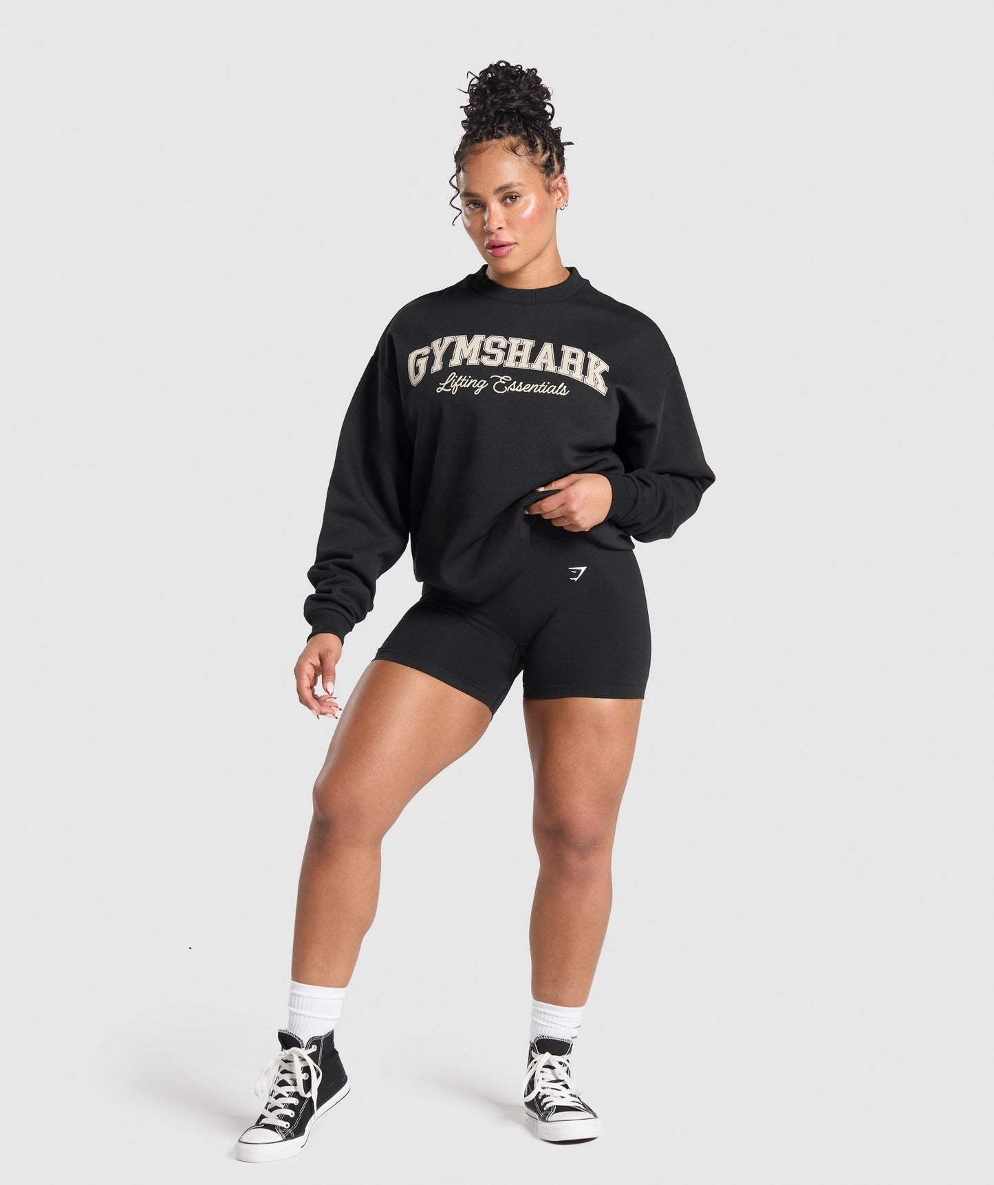 Gymshark Lifting Essentials Graphic Brushed Oversized Sweatshirt - Black