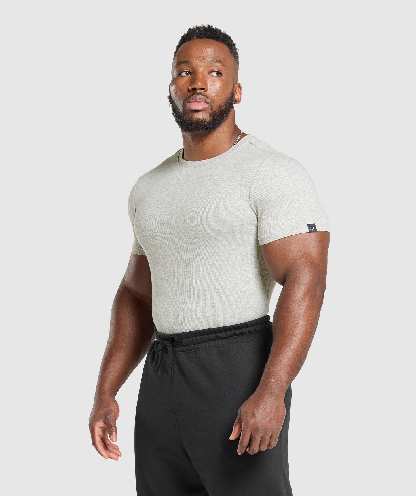 Gymshark Ribbed T-Shirt - Stone Grey Marl
