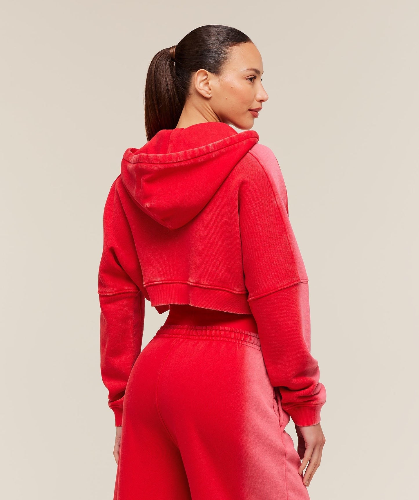 Gymshark Pump Washed Zip Through Hoodie - Carmine Red/Soft White