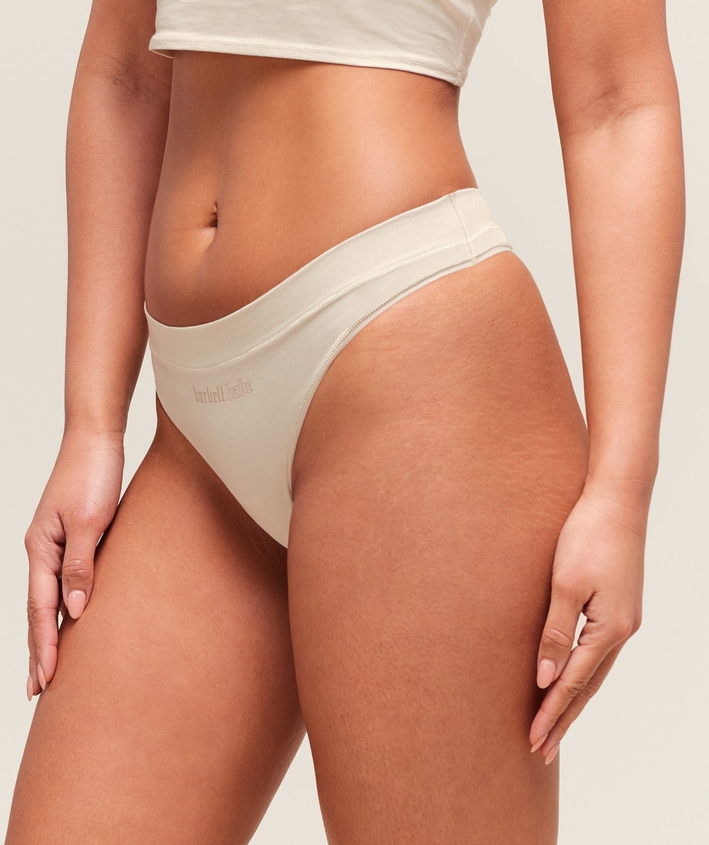 Gymshark Cotton Graphic Thong - Oat White