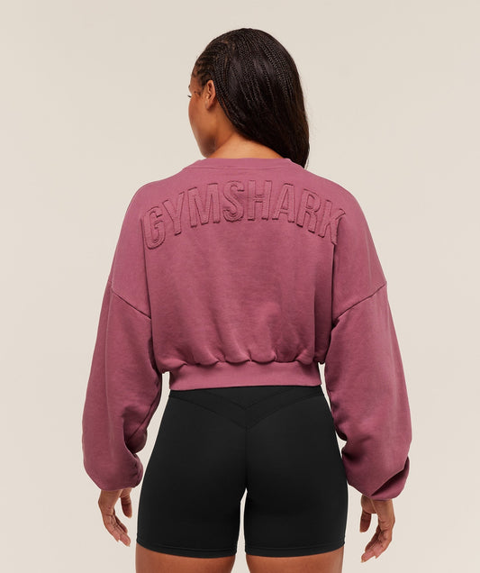 Gymshark Power Washed Sweat Top - Reset Pink/Acid Wash Small Ball