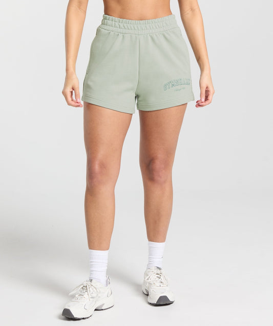 Gymshark Campus Classics Graphic Sweat Shortss - Stone Grey