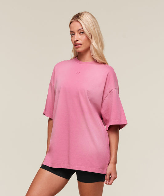 Gymshark Summer Tie-Dye Graphic Oversized T-Shirt - Sunset Pink/Wash
