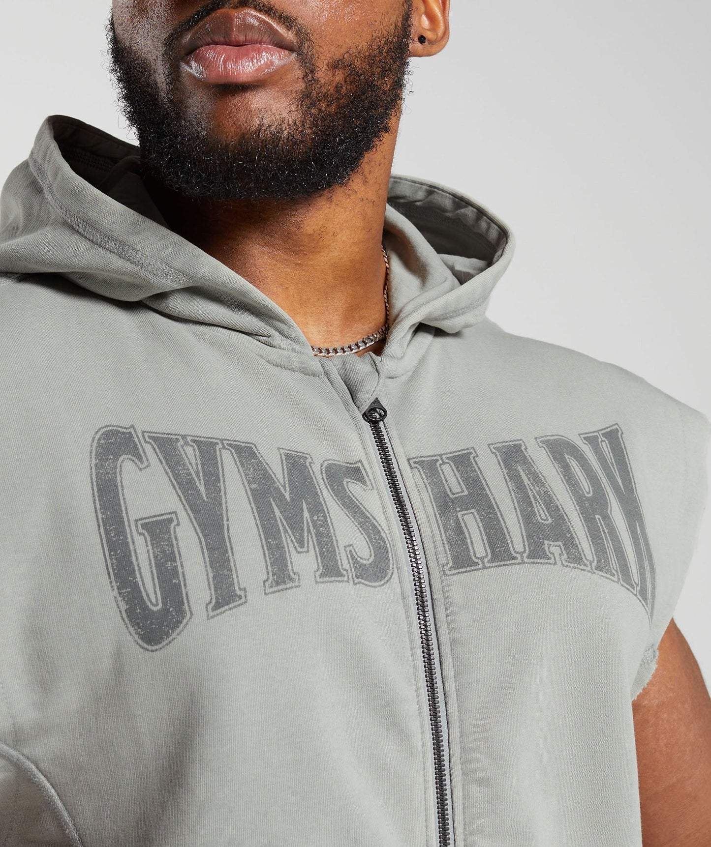 Gymshark Heritage Washed Sleeveless Zip Hoodie - Smokey Grey