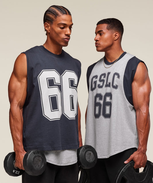 Gymshark GSLC 2in1 Reversible Tank - Light Grey Core Marl/Heavy Blue