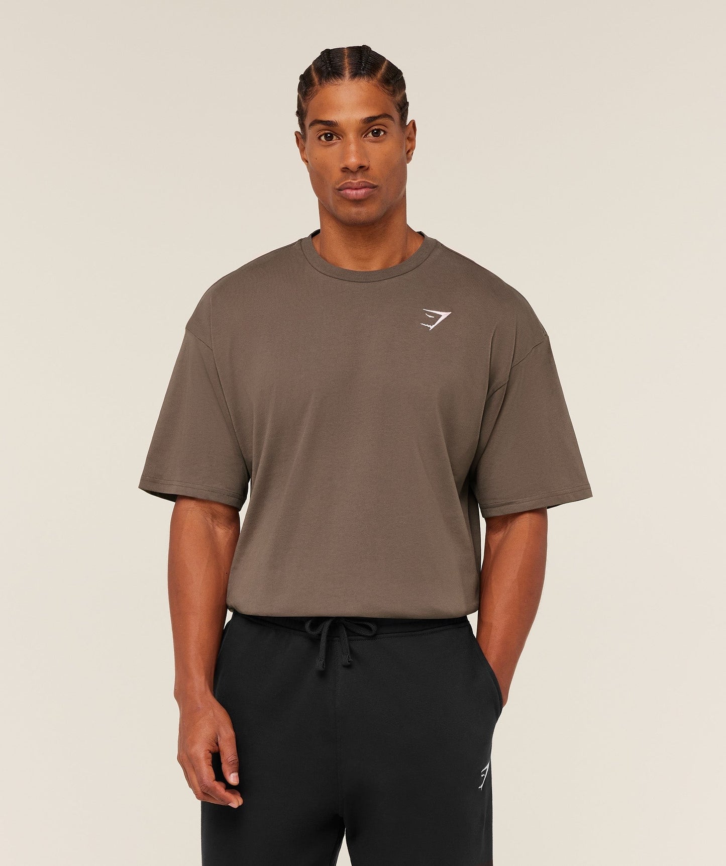Gymshark Crest Oversized T-Shirt - Soft Brown