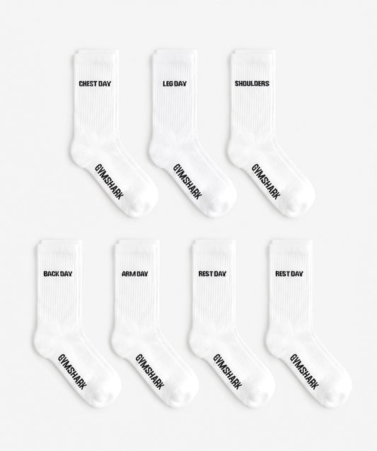 Gymshark Graphic Crew Socks 7PK - White